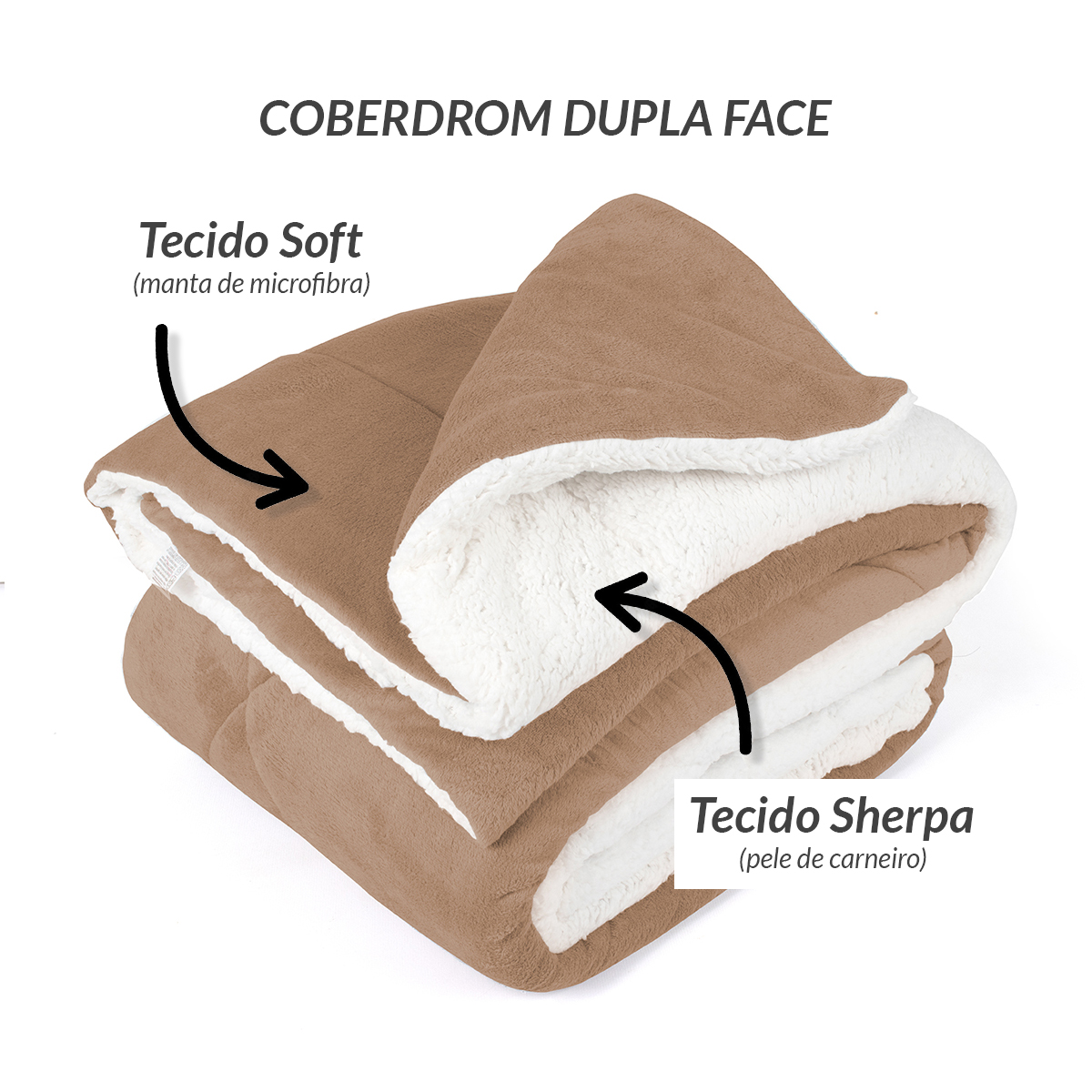 Kit 2 Cobertor Bege Edredom Coberdrom Casal Queen Dupla Face Sherpa
