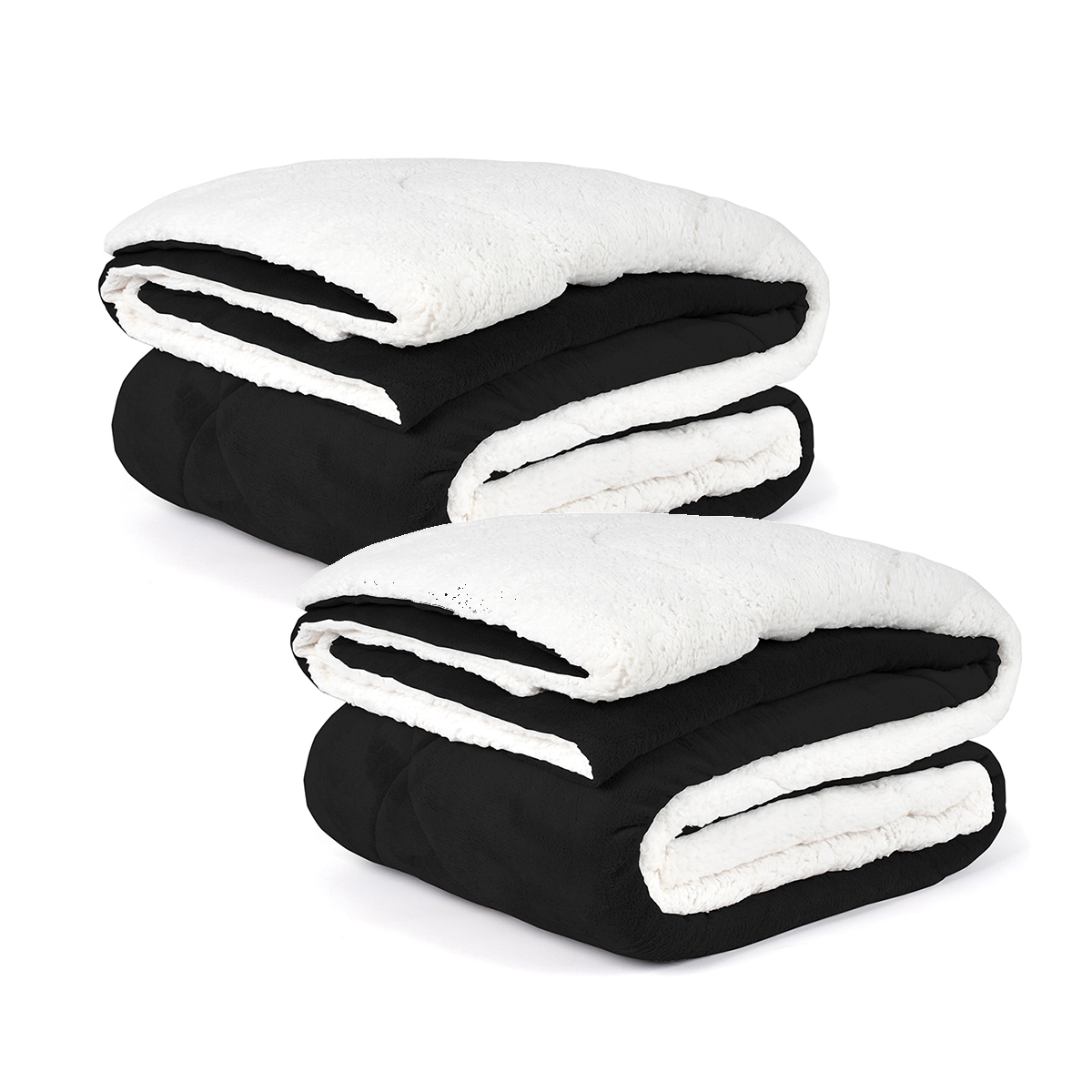 Kit 2 Edredom Coberdrom Preto Queen Size Pele de Carneiro Dupla Face