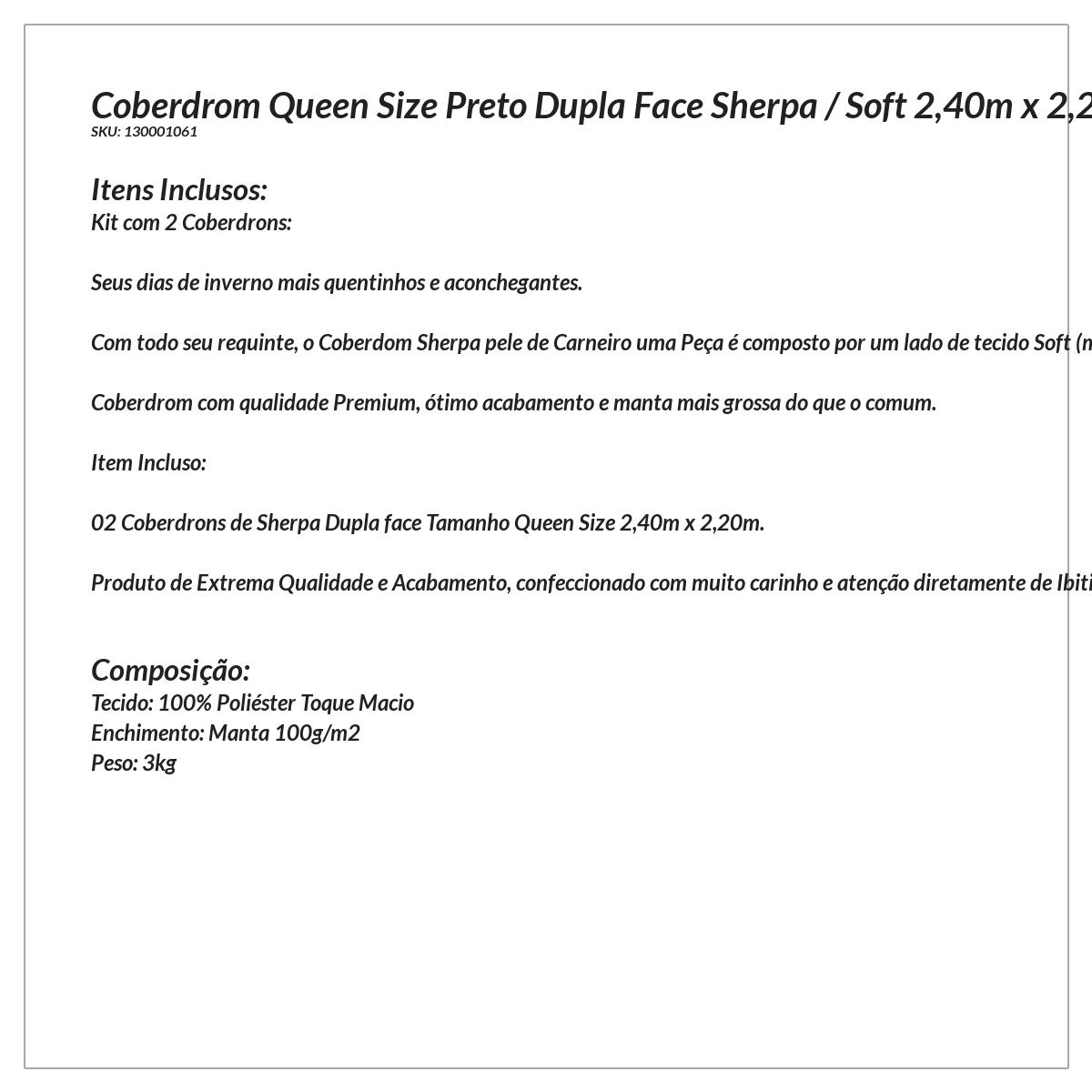 Kit 2 Edredom Coberdrom Preto Queen Size Pele de Carneiro Dupla Face