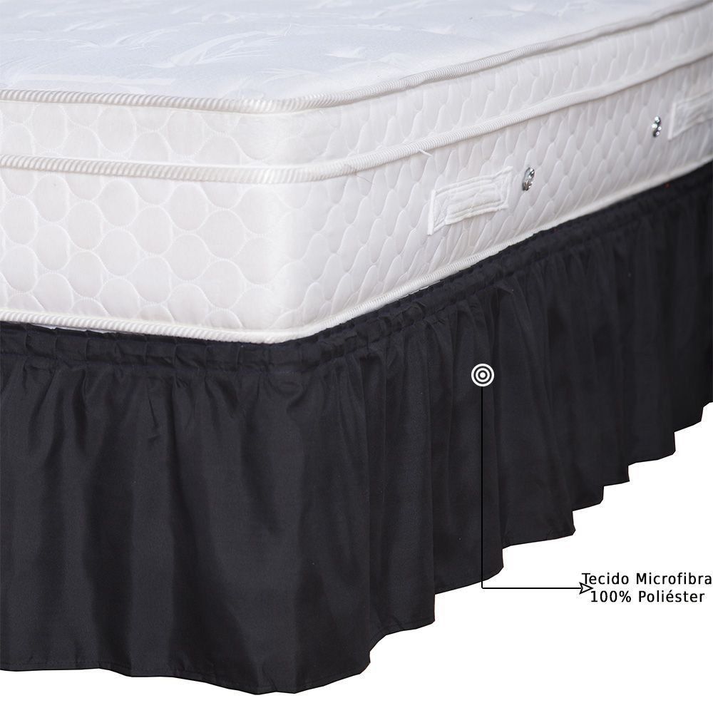 Saia Ajustável para Cama Box Queen Renata Preto - Enxovais Aquarela