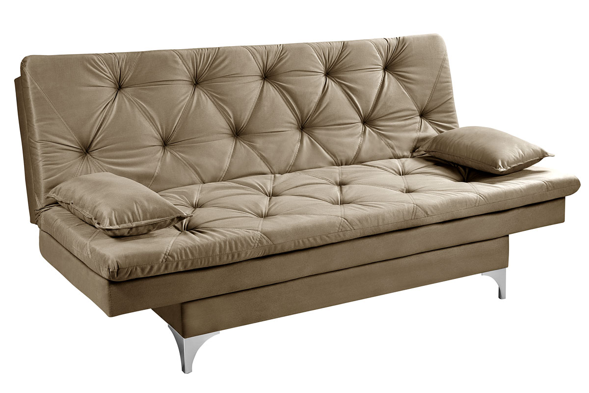 Sofá Cama Áustria 3 Lugares Reclinável em Suede