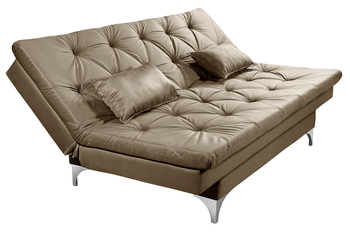 Sofá Cama Áustria 3 Lugares Reclinável em Suede
