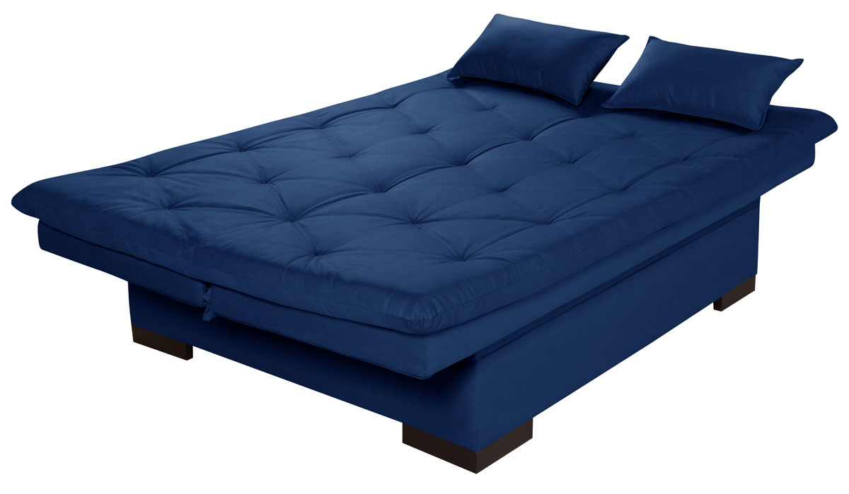 Sofá Cama Reclinável Com Baú Veludo Liso Multiuso