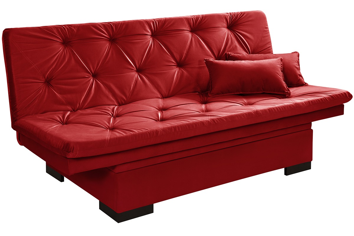 Sofá Cama Reclinável Com Baú Veludo Liso Multiuso