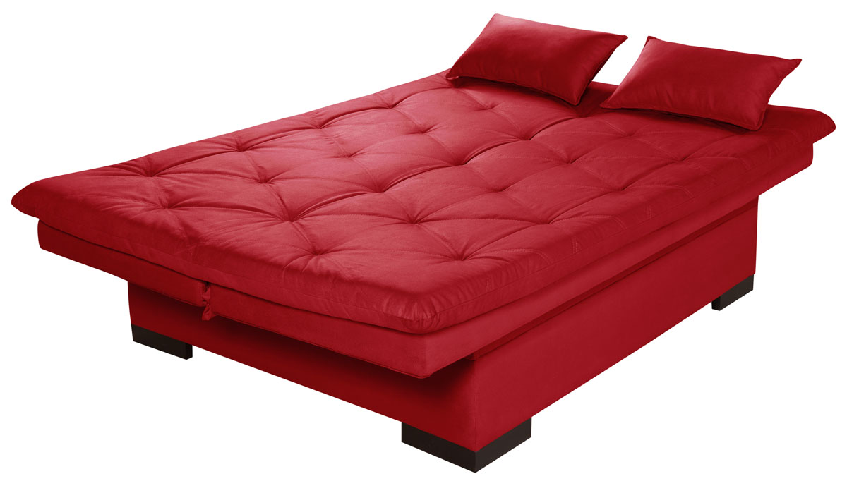 Sofá Cama Reclinável Com Baú Veludo Liso Multiuso