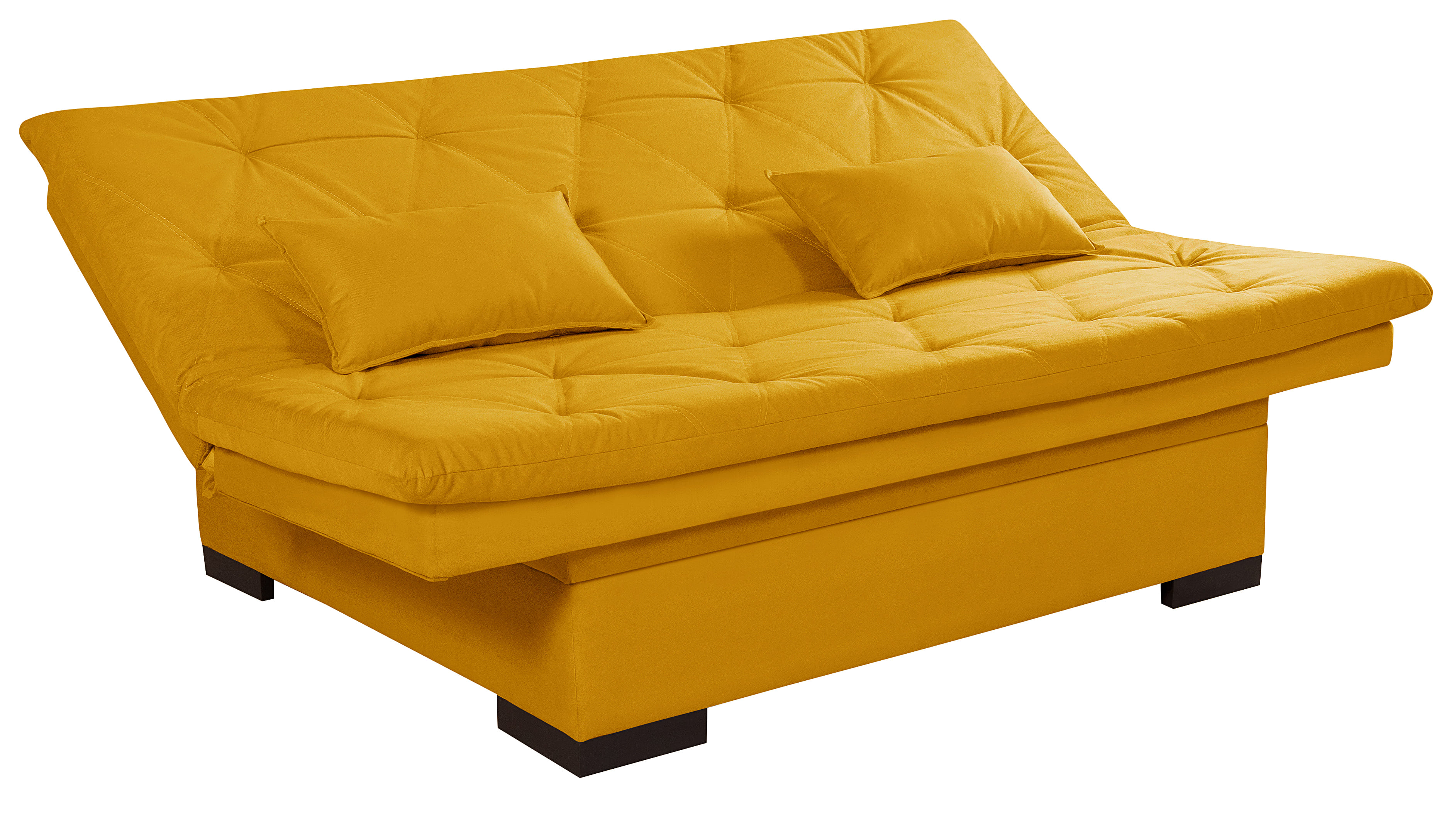 Sofá Cama Reclinável Com Baú Veludo Liso Multiuso
