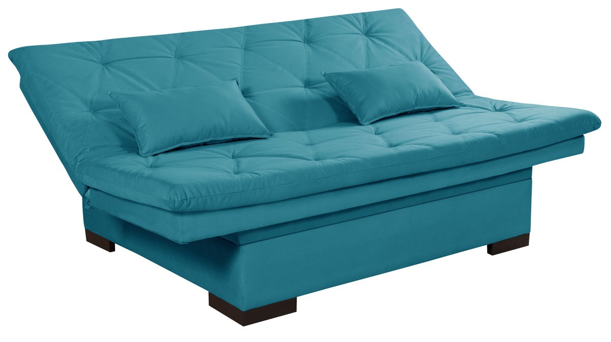 Sofá Cama Reclinável Com Baú Veludo Liso Multiuso