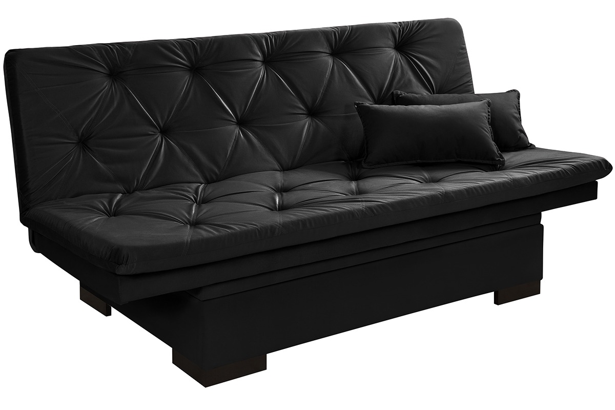Sofá Cama Reclinável Com Baú Veludo Liso Multiuso
