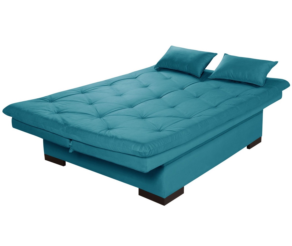 Sofá Cama Reclinável Com Baú Veludo Liso Multiuso