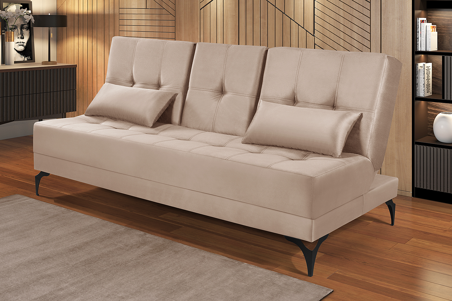 Sofá Cama Solteiro Colorado Reclinável 3 Posições Tecido Suede