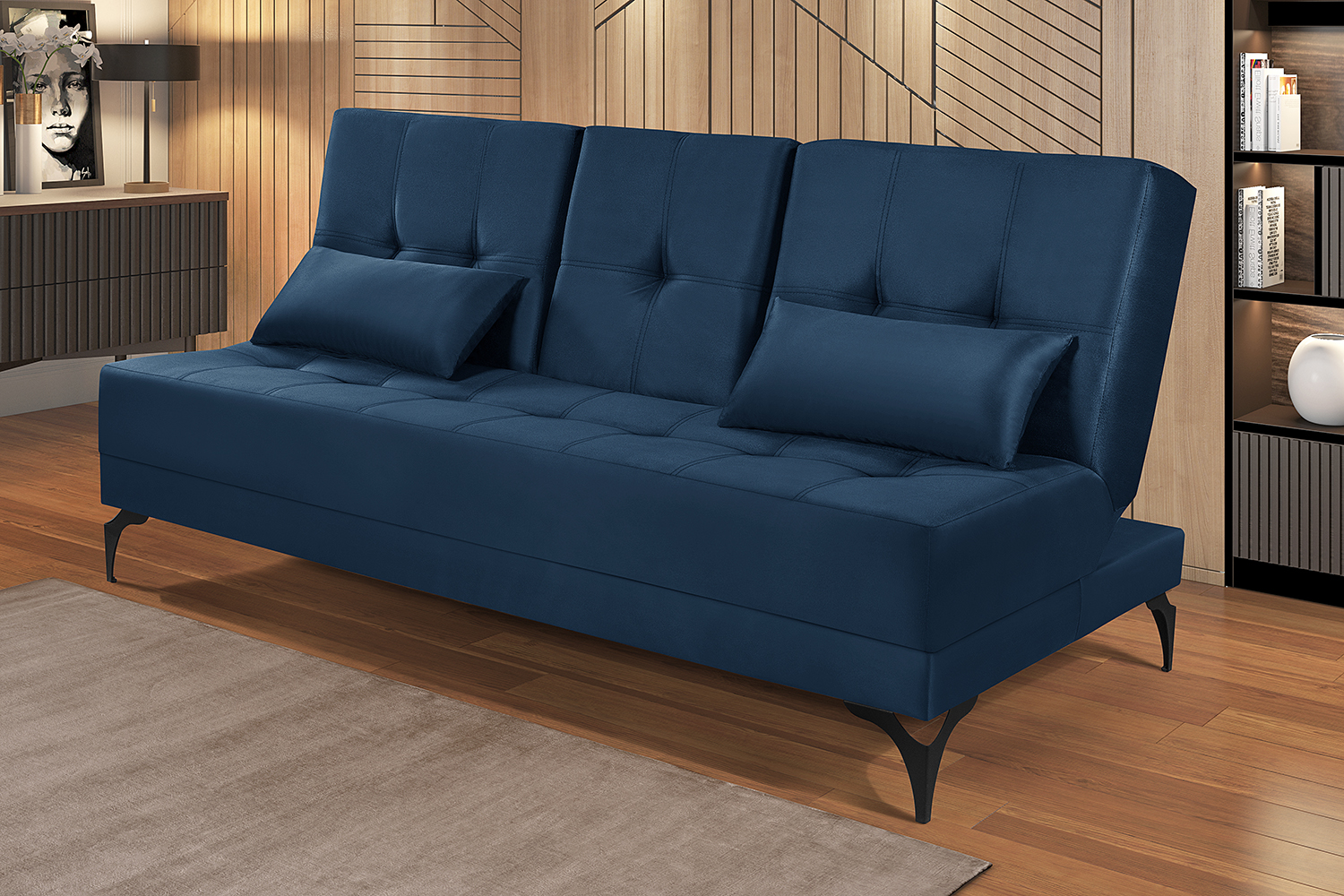 Sofá Cama Solteiro Colorado Reclinável 3 Posições Tecido Suede