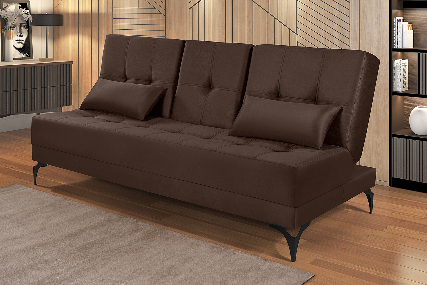 Sofá Cama Solteiro Colorado Reclinável 3 Posições Tecido Suede