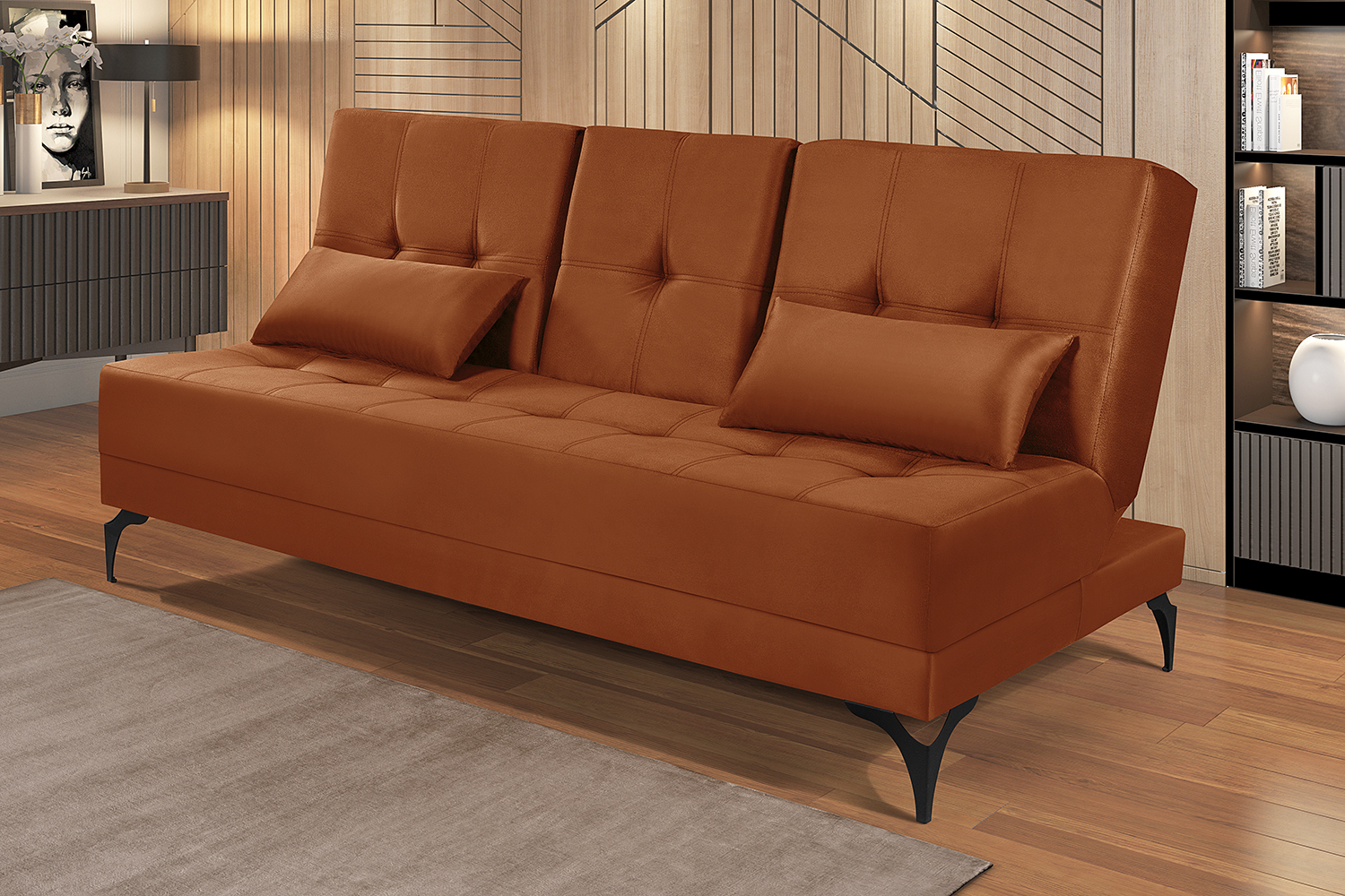 Sofá Cama Solteiro Colorado Reclinável 3 Posições Tecido Suede