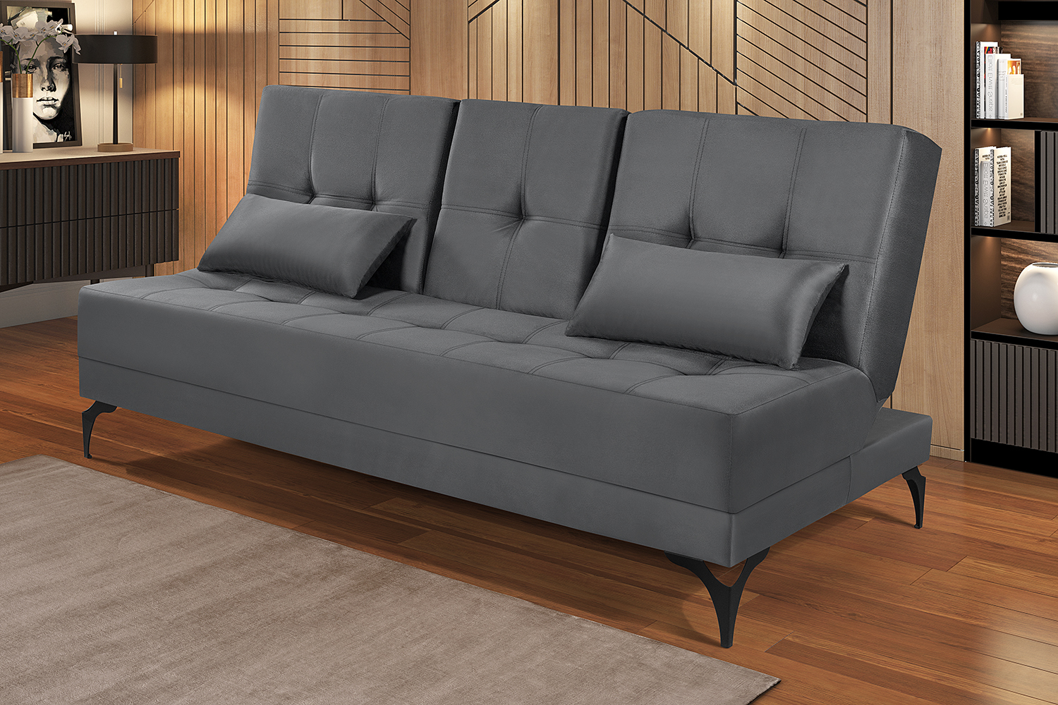 Sofá Cama Solteiro Colorado Reclinável 3 Posições Tecido Suede