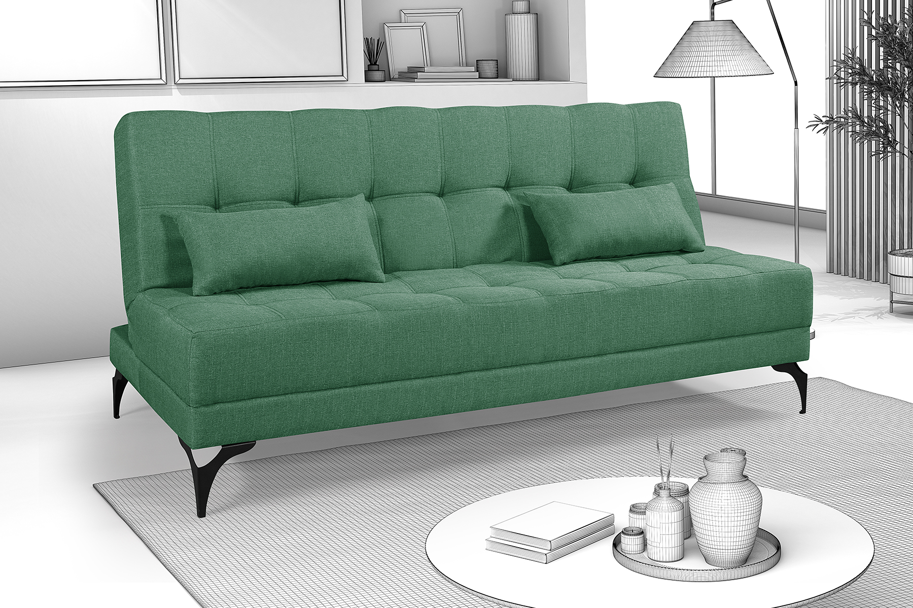 Sofá Cama Solteiro Nevada Reclinavel Revestimento Linho Pes Em Ferro