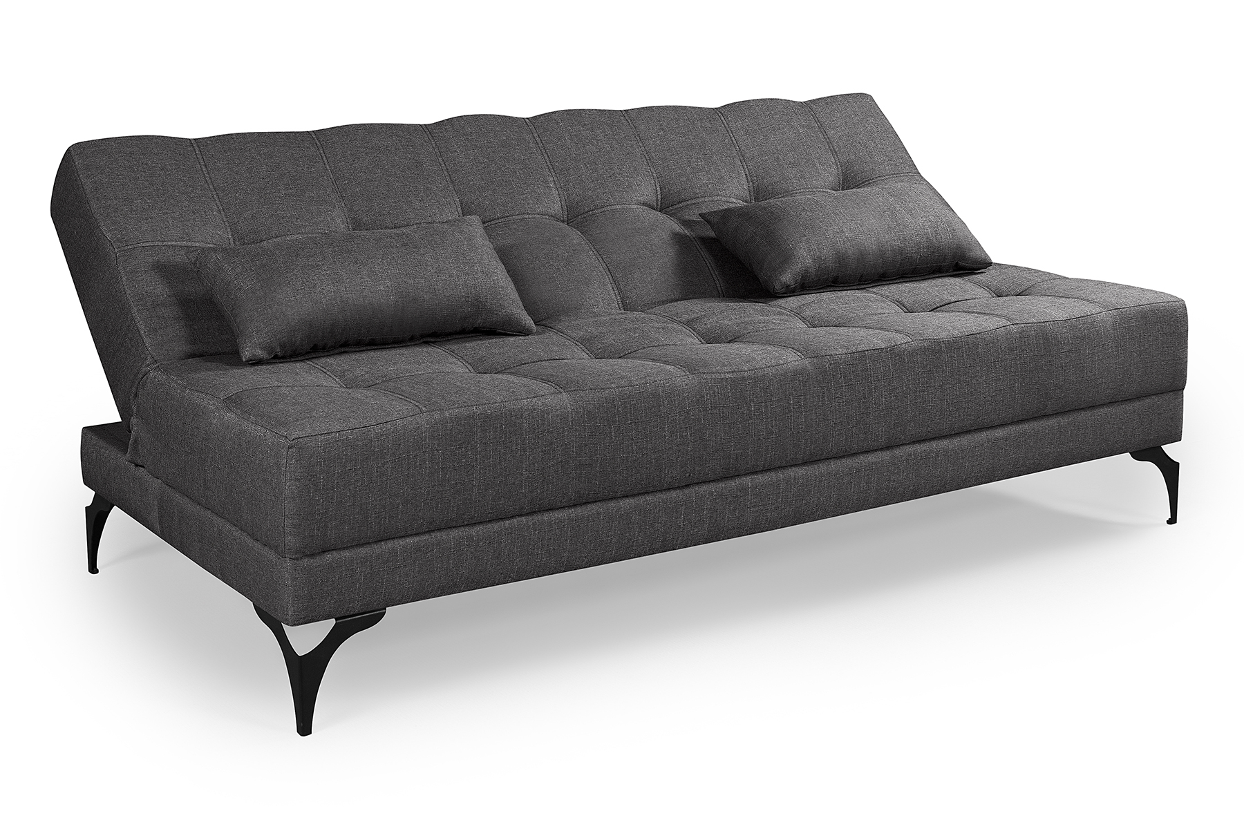 Sofá Cama Solteiro Nevada Reclinavel Revestimento Linho Pes Em Ferro