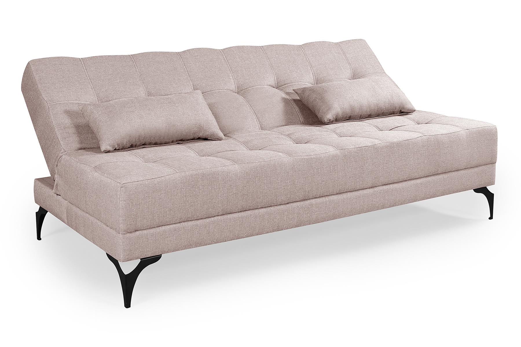 Sofá Cama Solteiro Nevada Reclinavel Revestimento Linho Pes Em Ferro