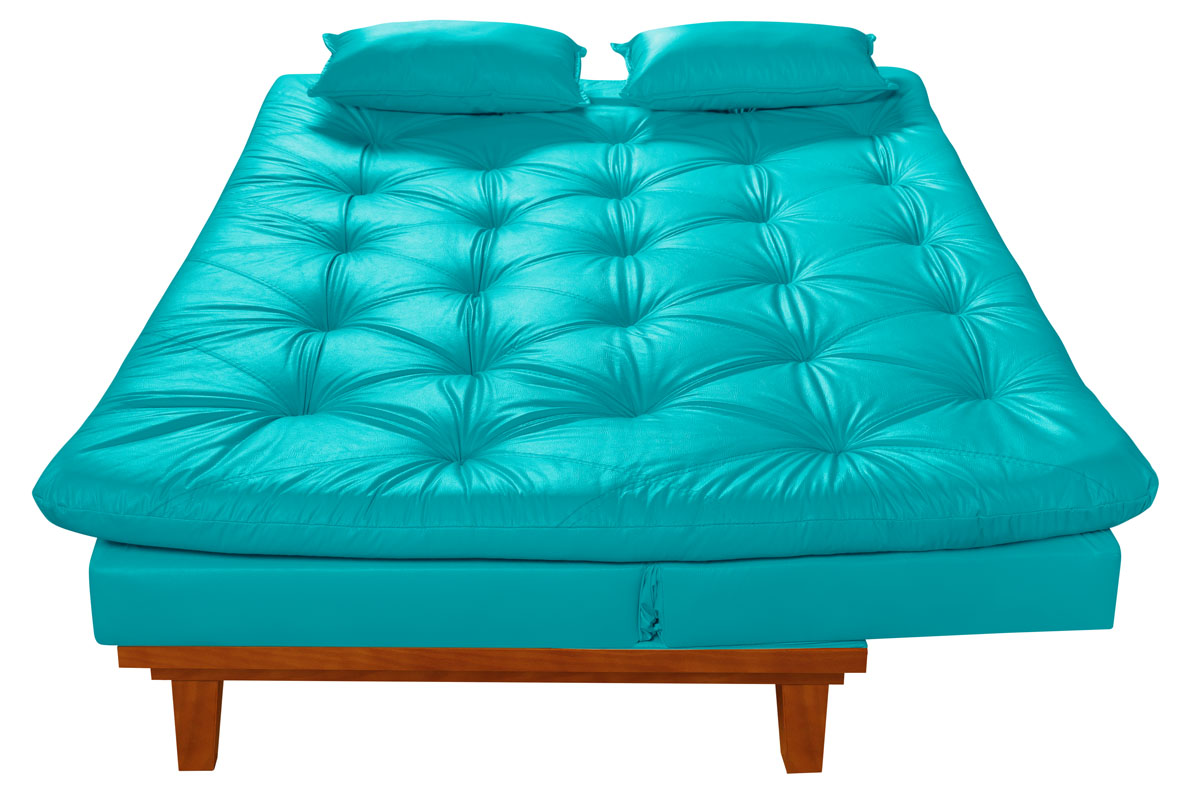 Sofa Cama Caribe 3 Lugares Reclinavel Base Em Madeira Revestido Couro Sintetico