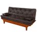 Sofa Cama Caribe 3 Lugares Reclinavel Base Em Madeira Revestido Couro Sintetico