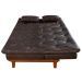 Sofa Cama Caribe 3 Lugares Reclinavel Base Em Madeira Revestido Couro Sintetico