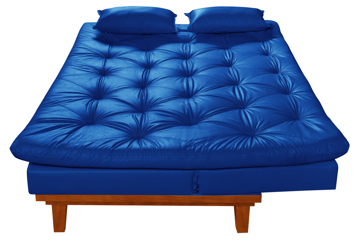 Sofa Cama Caribe 3 Lugares Reclinavel Base Em Madeira Revestido Couro Sintetico