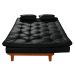 Sofa Cama Caribe 3 Lugares Reclinavel Base Em Madeira Revestido Couro Sintetico