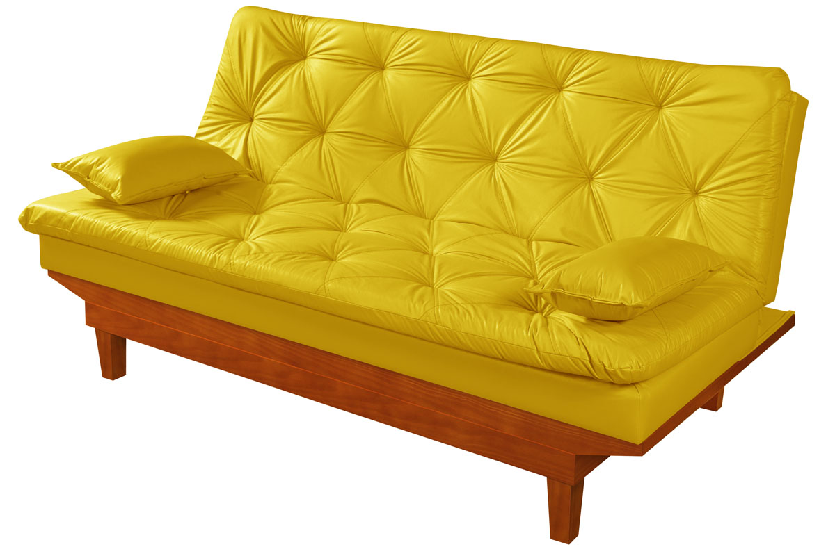 Sofa Cama Caribe 3 Lugares Reclinavel Base Em Madeira Revestido Couro Sintetico