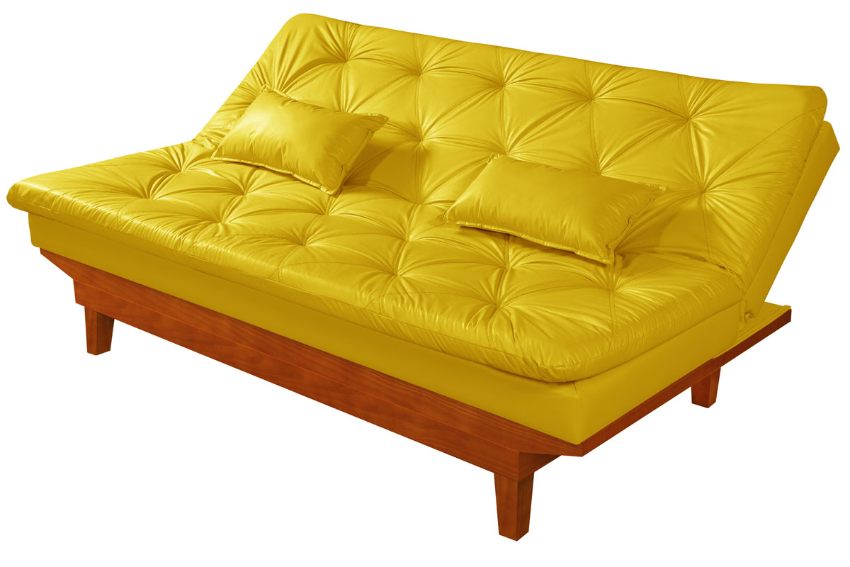 Sofa Cama Caribe 3 Lugares Reclinavel Base Em Madeira Revestido Couro Sintetico