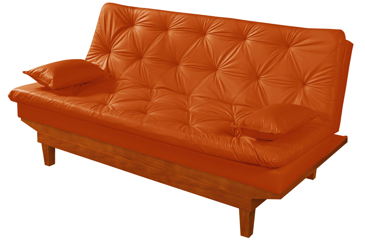 Sofa Cama Caribe 3 Lugares Reclinavel Base Em Madeira Revestido Couro Sintetico