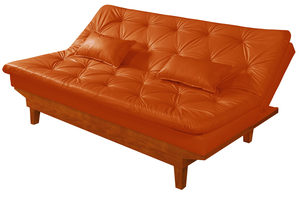 Sofa Cama Caribe 3 Lugares Reclinavel Base Em Madeira Revestido Couro Sintetico