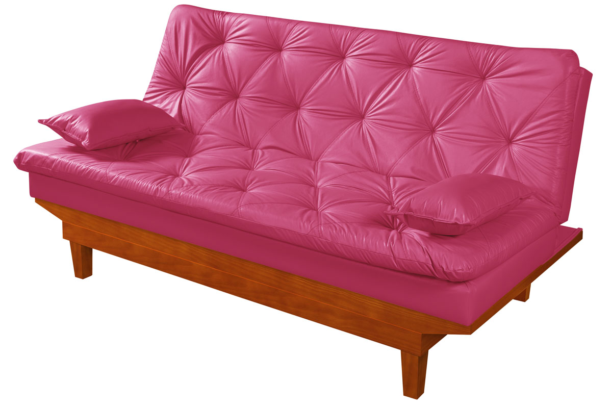 Sofa Cama Caribe 3 Lugares Reclinavel Base Em Madeira Revestido Couro Sintetico