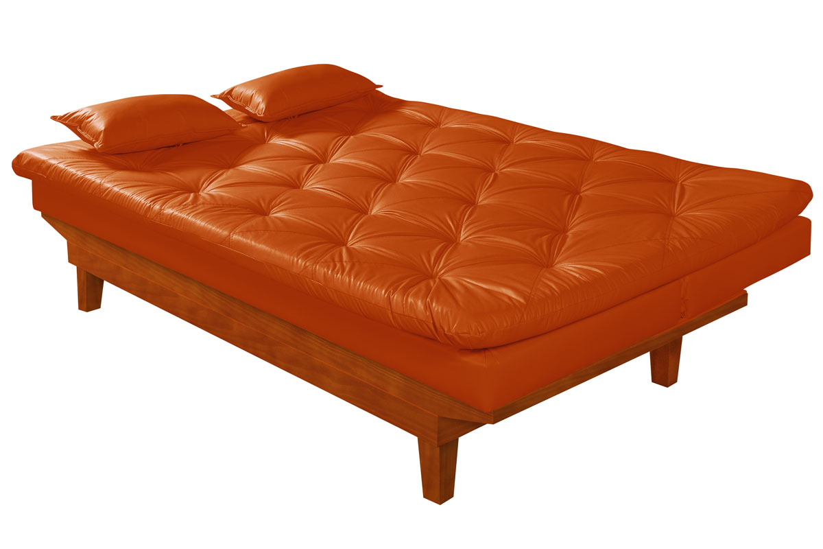 Sofa Cama Caribe 3 Lugares Reclinavel Base Em Madeira Revestido Couro Sintetico