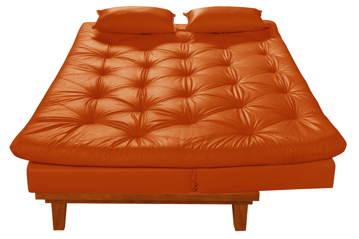 Sofa Cama Caribe 3 Lugares Reclinavel Base Em Madeira Revestido Couro Sintetico