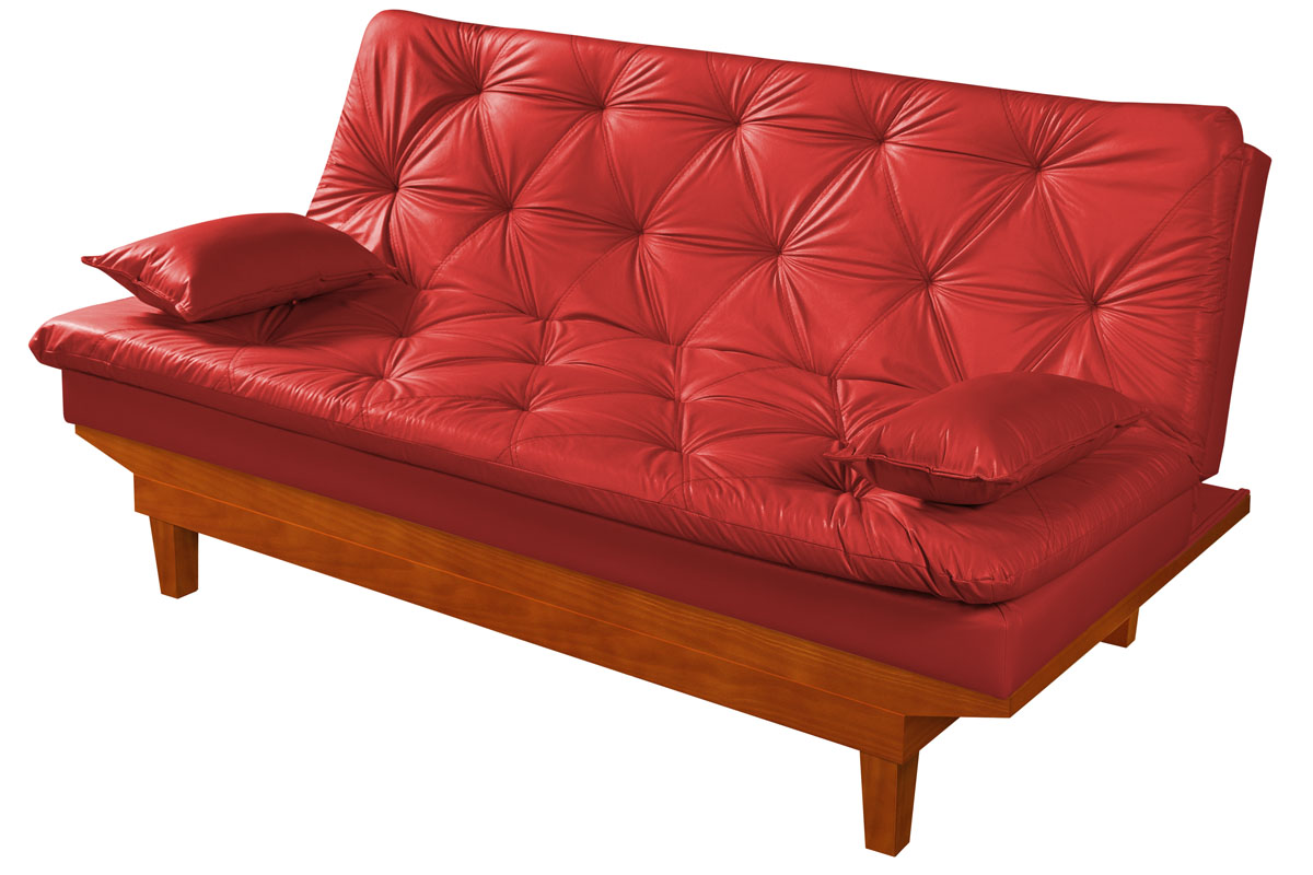 Sofa Cama Caribe 3 Lugares Reclinavel Base Em Madeira Revestido Couro Sintetico