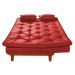 Sofa Cama Caribe 3 Lugares Reclinavel Base Em Madeira Revestido Couro Sintetico