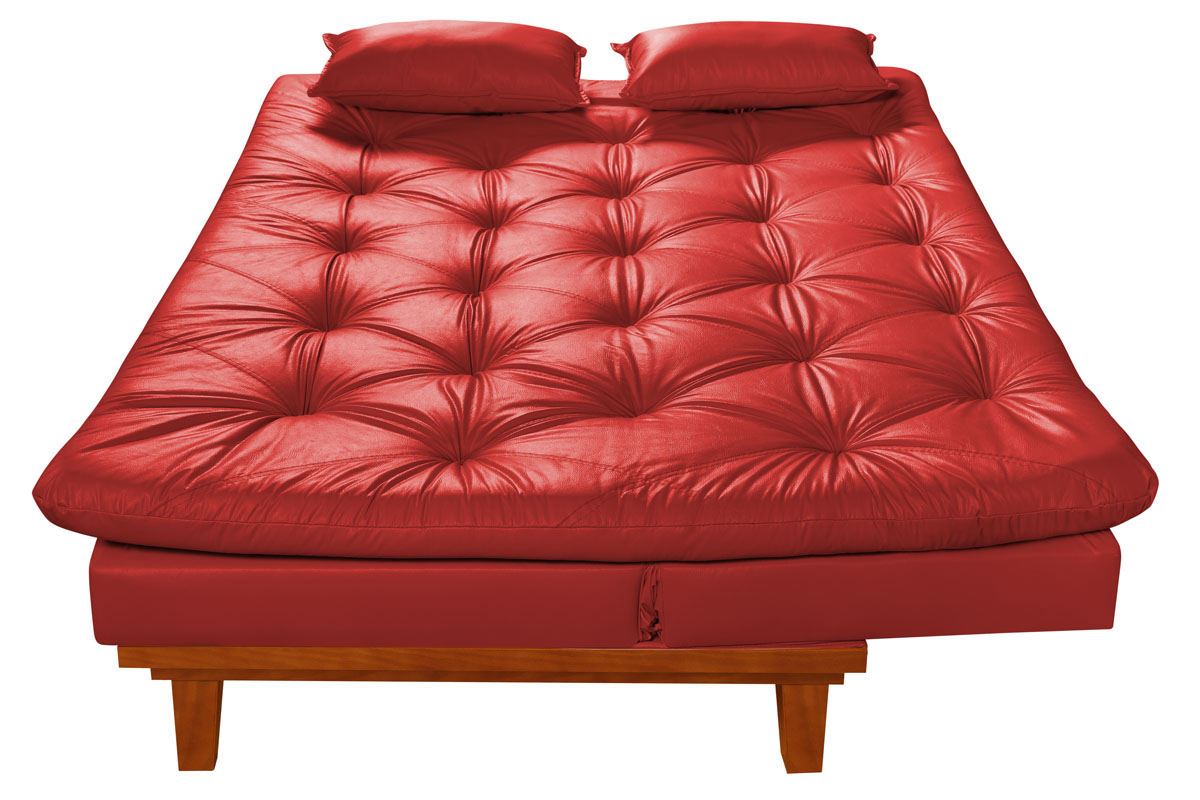 Sofa Cama Caribe 3 Lugares Reclinavel Base Em Madeira Revestido Couro Sintetico