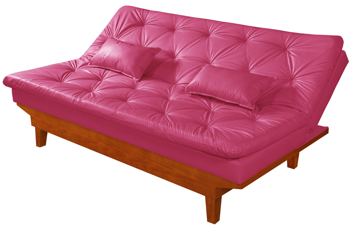 Sofa Cama Caribe 3 Lugares Reclinavel Base Em Madeira Revestido Couro Sintetico