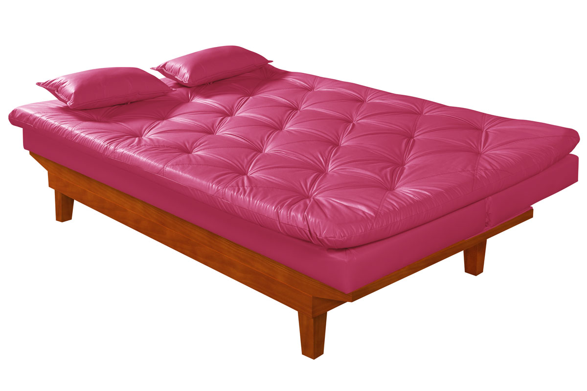Sofa Cama Caribe 3 Lugares Reclinavel Base Em Madeira Revestido Couro Sintetico