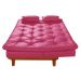 Sofa Cama Caribe 3 Lugares Reclinavel Base Em Madeira Revestido Couro Sintetico