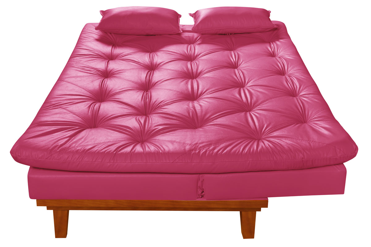Sofa Cama Caribe 3 Lugares Reclinavel Base Em Madeira Revestido Couro Sintetico