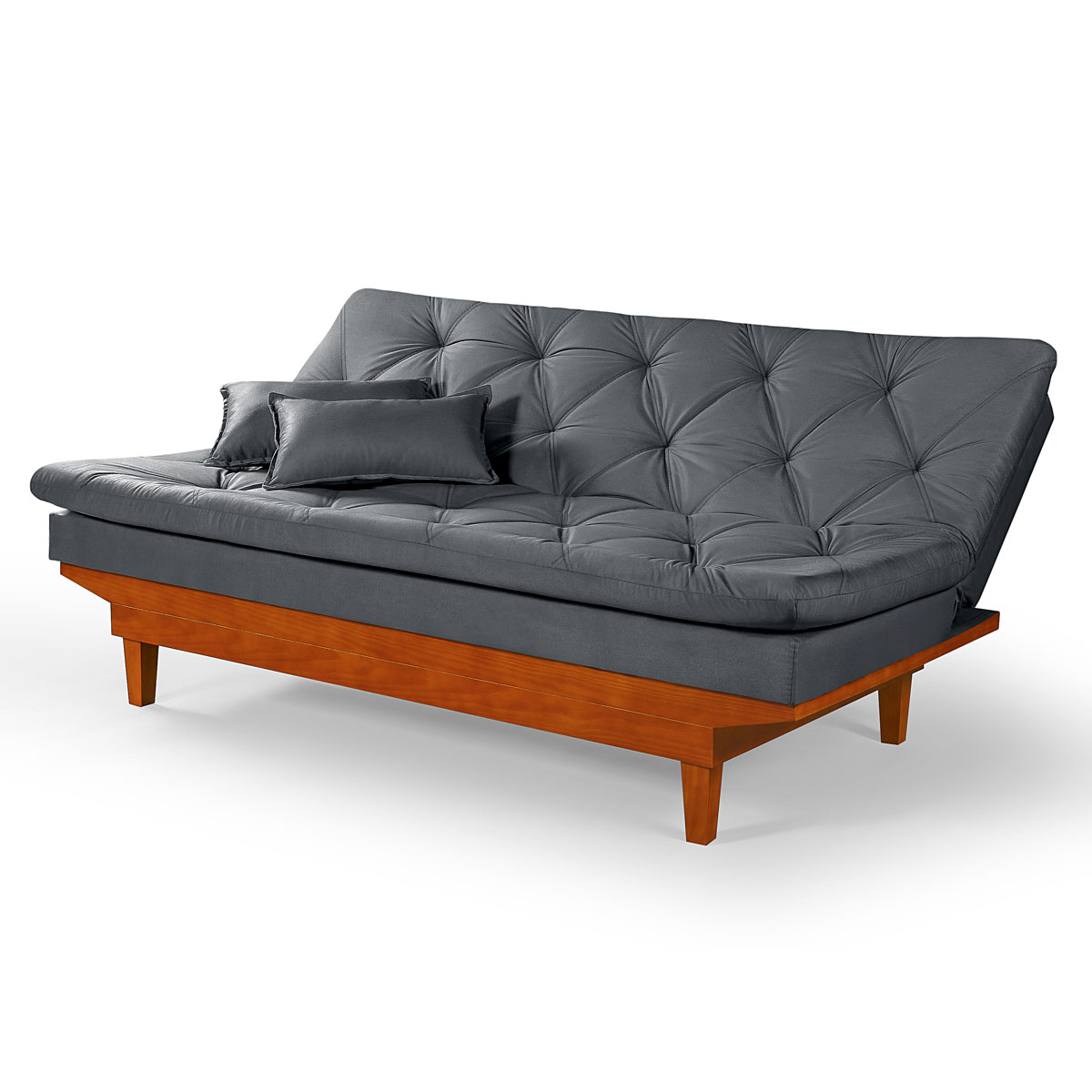 Sofa Cama Caribe 3 Lugares Reclinavel Base Em Madeira Revestido Suede
