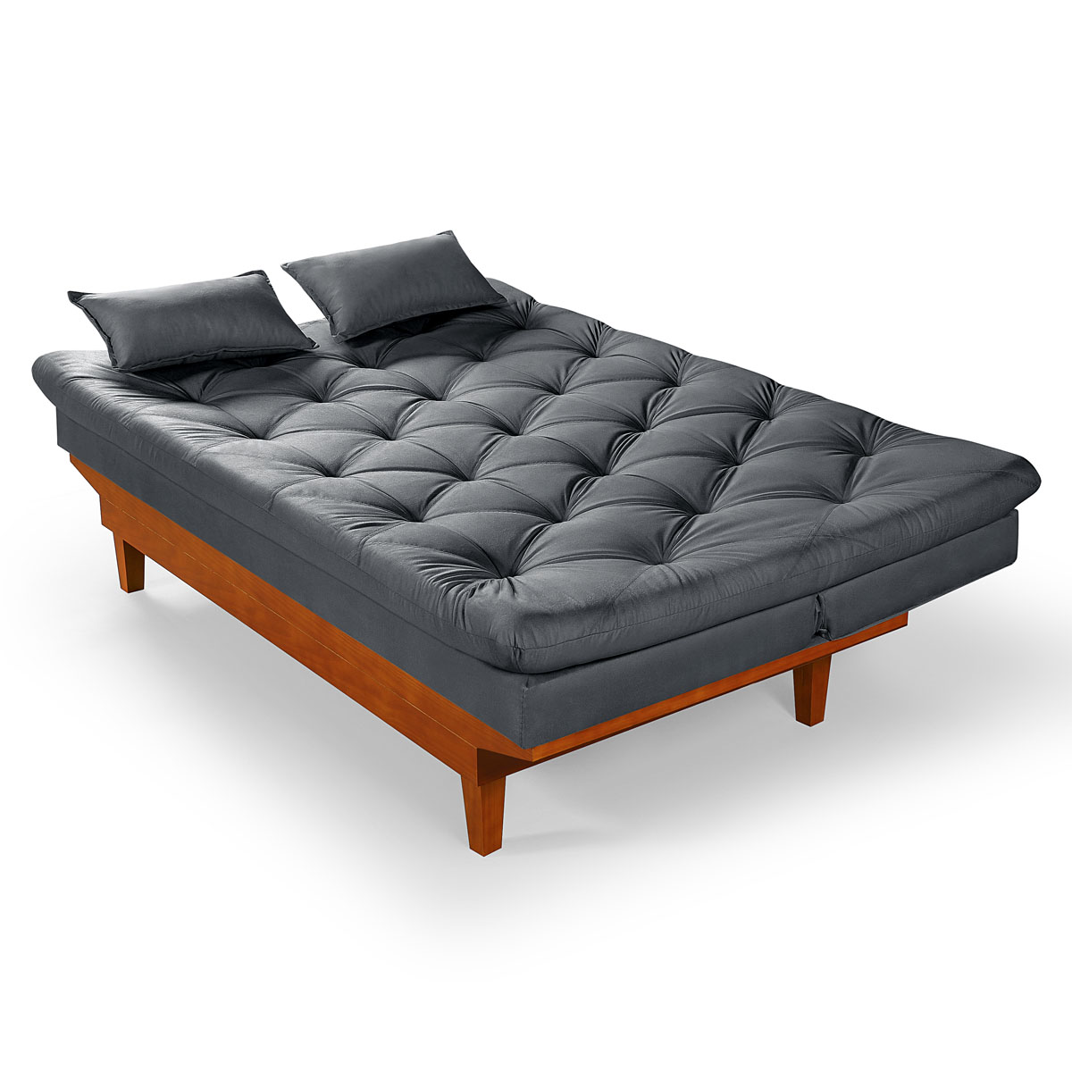Sofa Cama Caribe 3 Lugares Reclinavel Base Em Madeira Revestido Suede