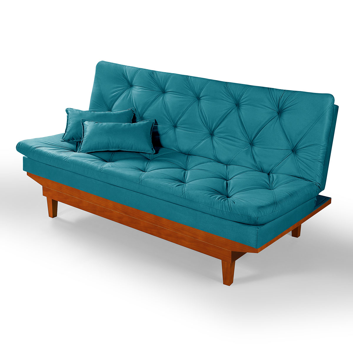 Sofa Cama Caribe 3 Lugares Reclinavel Base Em Madeira Revestido Suede