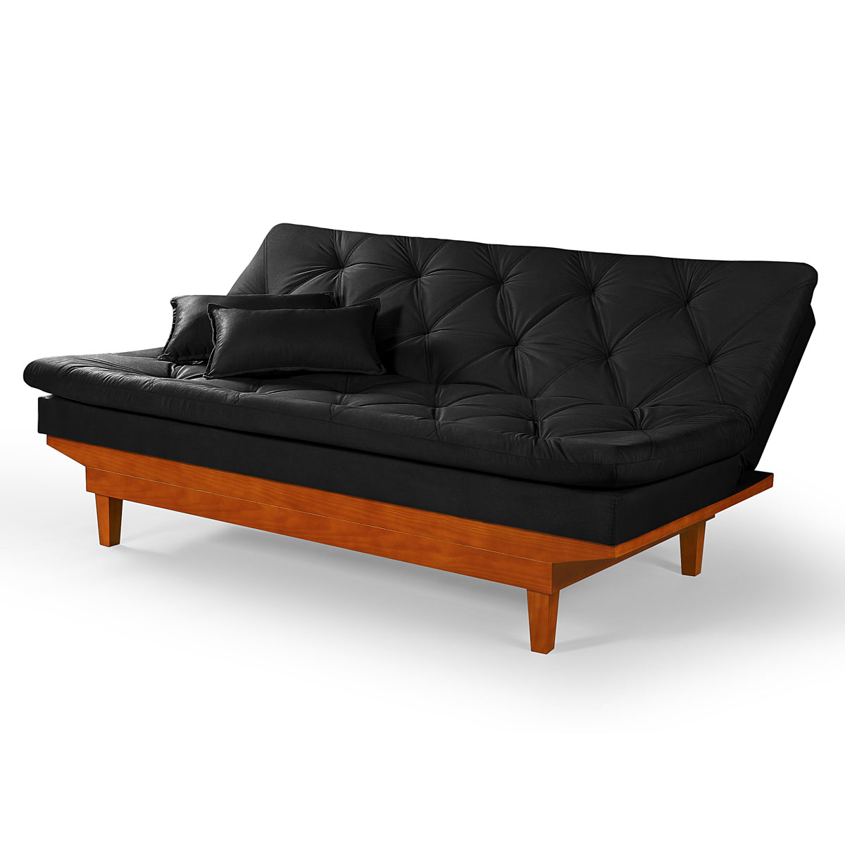 Sofa Cama Caribe 3 Lugares Reclinavel Base Em Madeira Revestido Suede