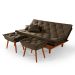 Sofa Cama Caribe 3 Lugares Reclinavel Com 2 Banquetas Base Em Madeira Revestido Suede