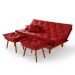 Sofa Cama Caribe 3 Lugares Reclinavel Com 2 Banquetas Base Em Madeira Revestido Suede