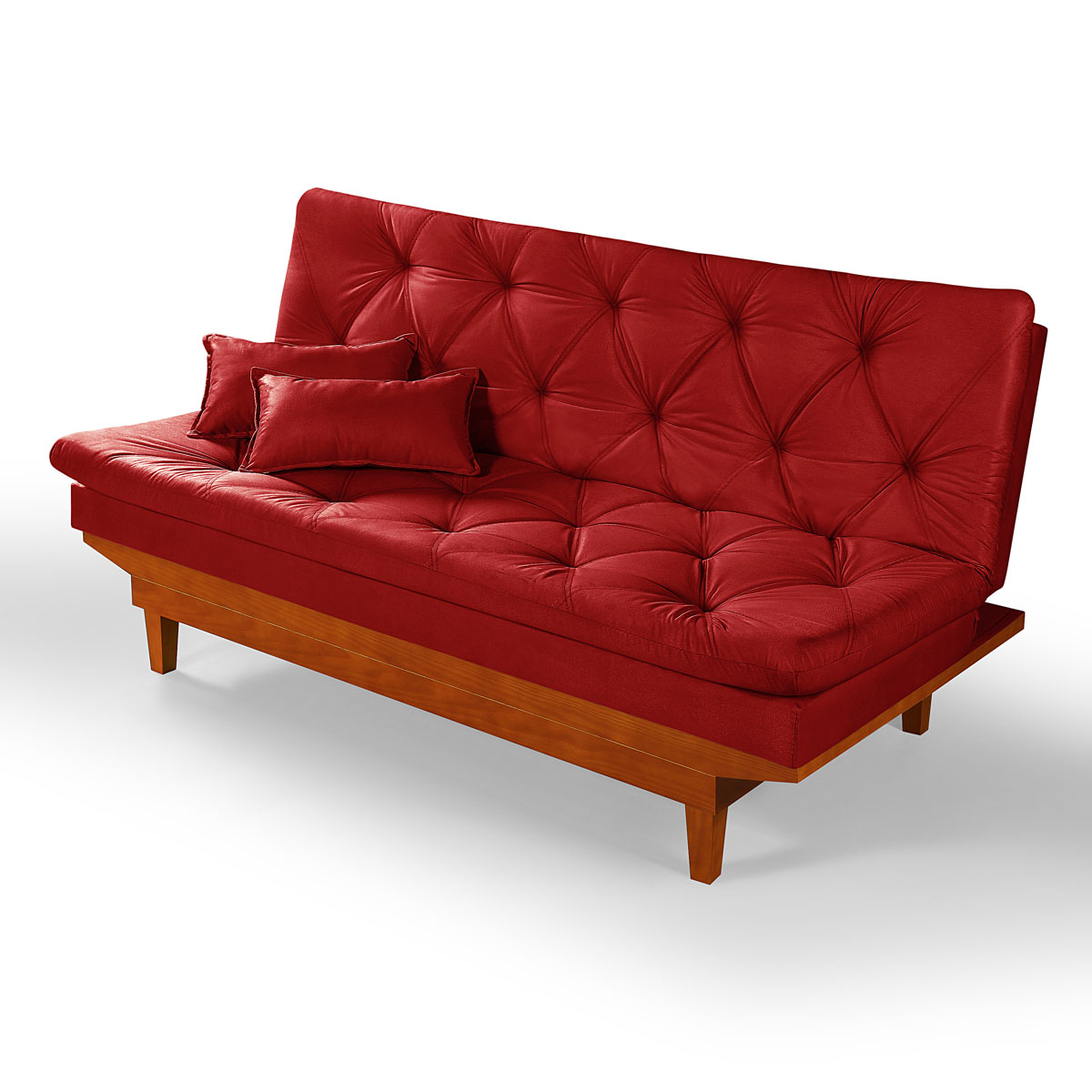 Sofa Cama Caribe 3 Lugares Reclinavel Com 2 Banquetas Base Em Madeira Revestido Suede