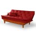 Sofa Cama Caribe 3 Lugares Reclinavel Com 2 Banquetas Base Em Madeira Revestido Suede