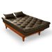 Sofa Cama Caribe 3 Lugares Reclinavel Com 2 Banquetas Base Em Madeira Revestido Suede