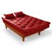 Sofa Cama Caribe 3 Lugares Reclinavel Com 2 Banquetas Base Em Madeira Revestido Suede